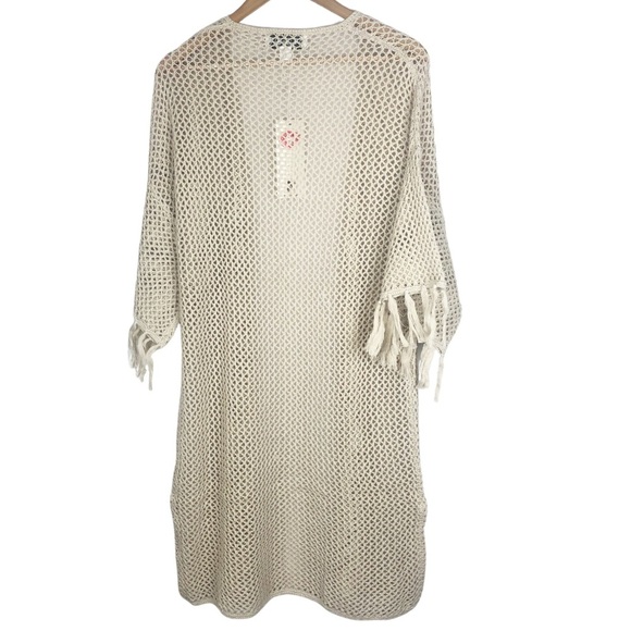 New with tag Wildfox Kelso Fringe Sleeve Cream Crochet Long Kimono Wrap Cardigan - Picture 13 of 16